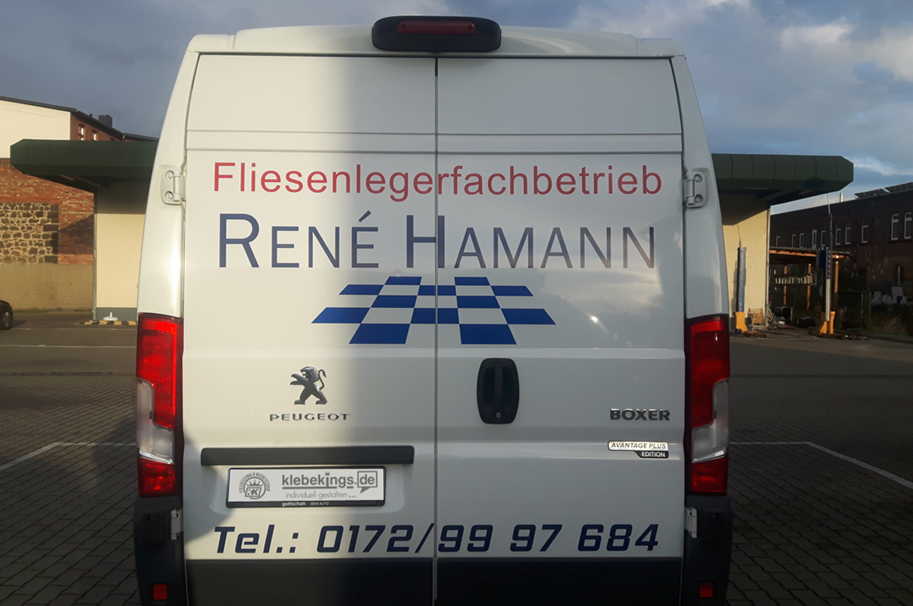 Fahrzeugbeschriftung Fliesenlegerfachbetrieb Rene Hamann 