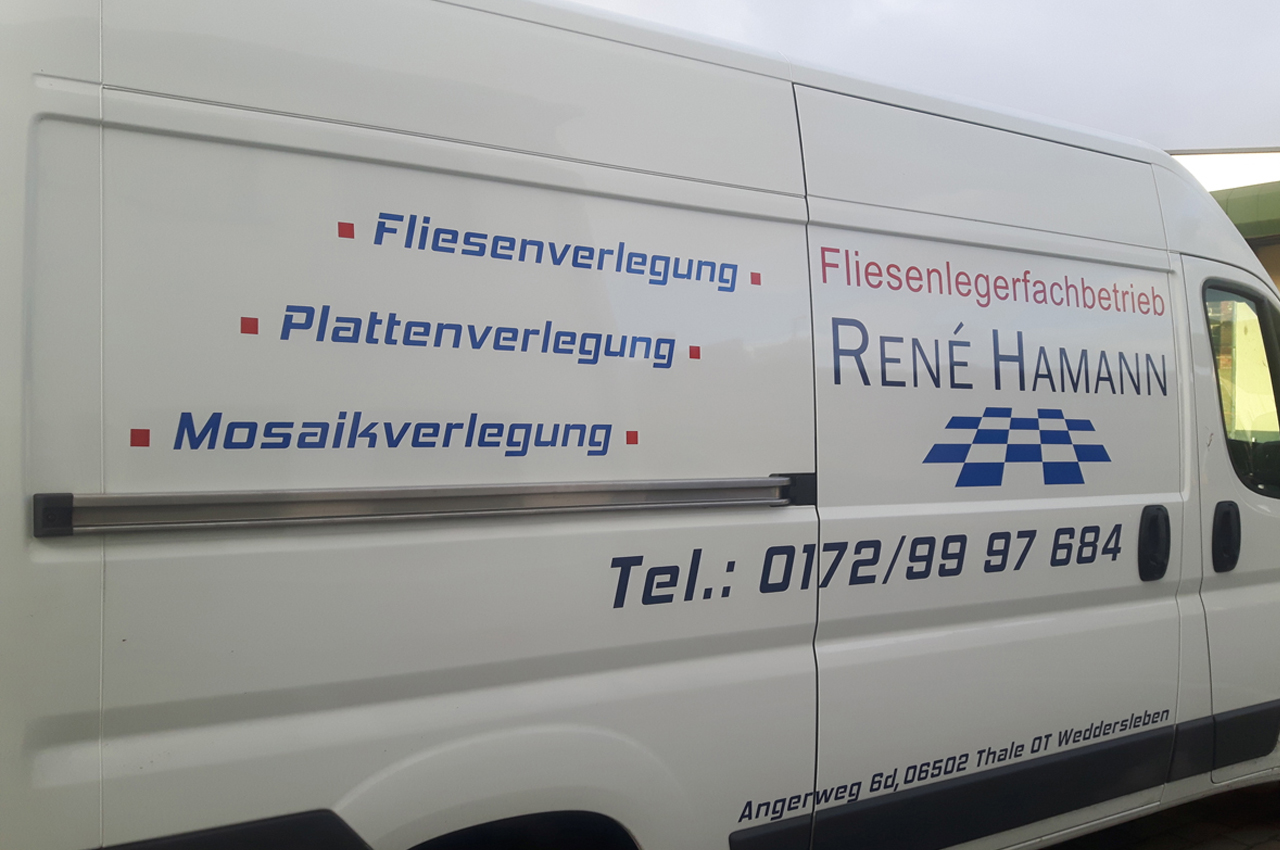 Fahrzeugbeschriftung Fliesenlegerfachbetrieb Rene Hamann 