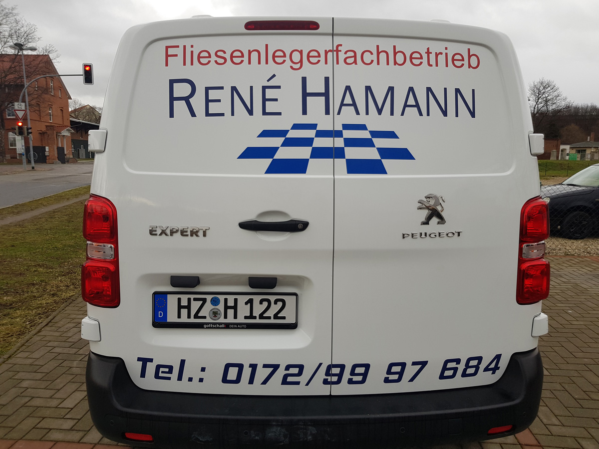 Fahrzeugbeschriftung Rene Hamann Fliesenlegerfachbetrieb 